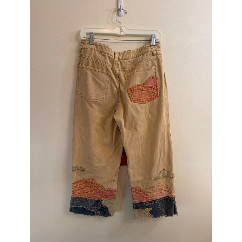 Free People We The Free Golden Vibes Jeans Embroidered Wide Leg Crop 30 Boho - Picture 5 of 10